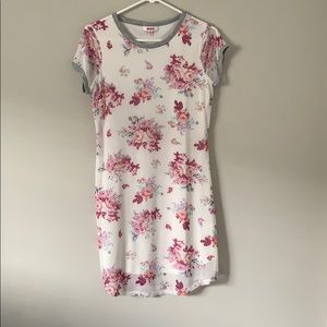 White laces floral print tight dress